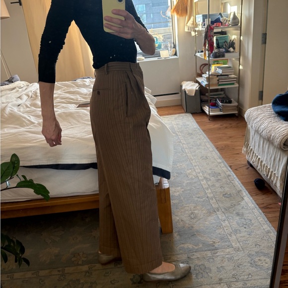 Romeo Gigli cotton pleated trousers Women's brown striped - Picture 9 of 11